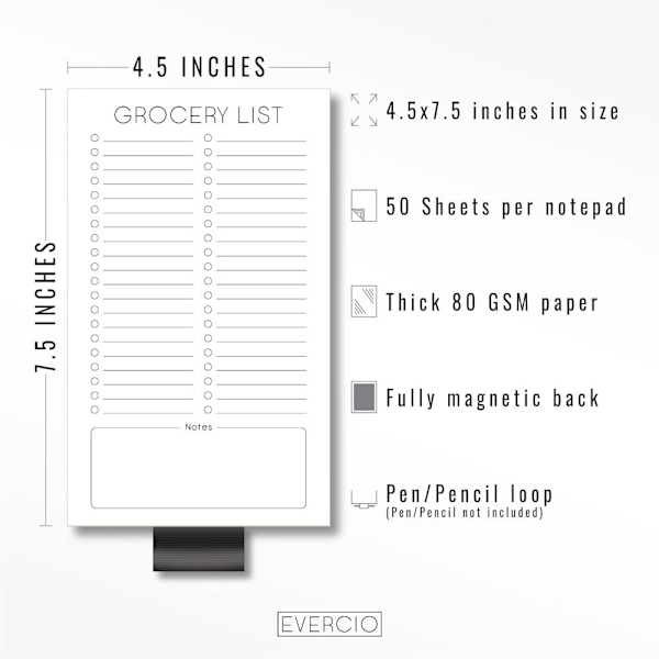 2 STK Købmandsliste Magnetisk Notesblok To Do List Notesblok Magnetisk