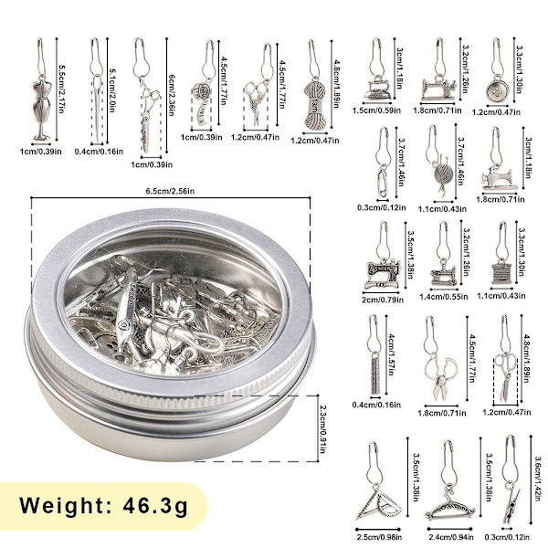 7/21 st Metallstickstygnsmarkörer Stickning Virksöm D-7pcs