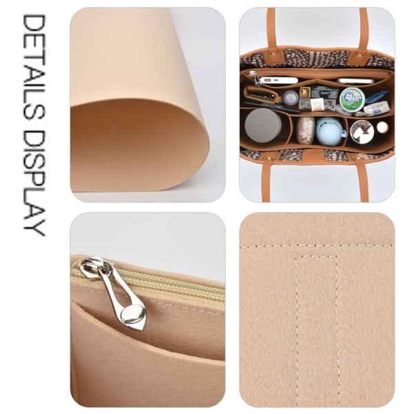 Handväska Insert Väska Handväska Liner BEIGE 3# 3# Beige 3#-3#