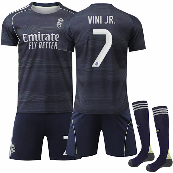 Real Madrid vieras pelipaita lapsille ja aikuisille kaudelle 2025-2026 Vinicius No. 7 VINI JR 22