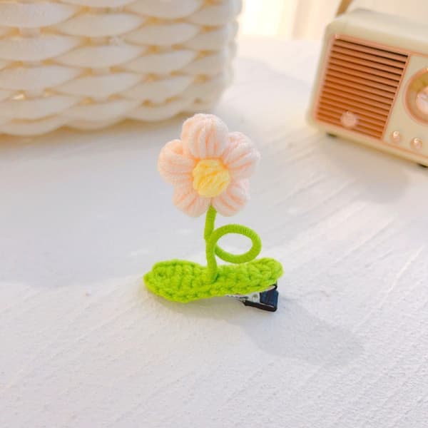 Blomsterhårklämmor Stickad Ull Hårnål BLÅ Blue