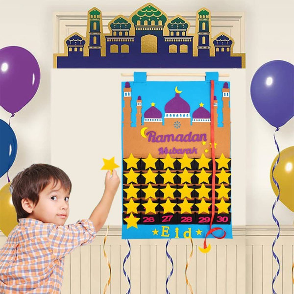 Felt Countdown Ramadan Calendar Ramadan Countdown Calendar BLÅ blue