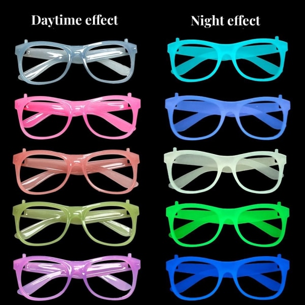 5kpl Luminous Glasses Glow Glasses VAALEENSININEN NELIÖ light blue square-square