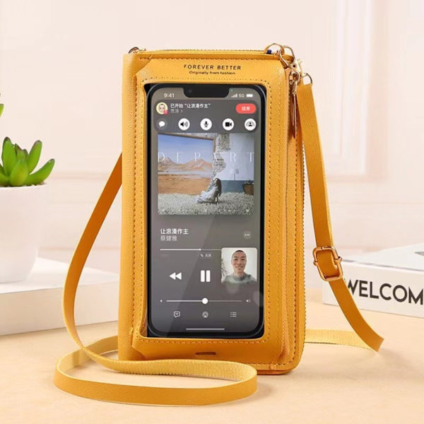 Touch Screen Mobilväska Liten Messenger Bag GUL Yellow