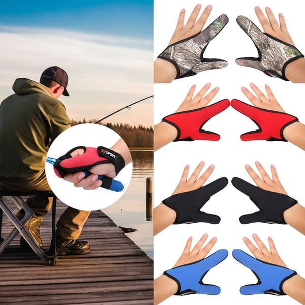 Fiskehandskar 2 Finger Skydd RÖD VÄNSTER VÄNSTER Red Left-Left