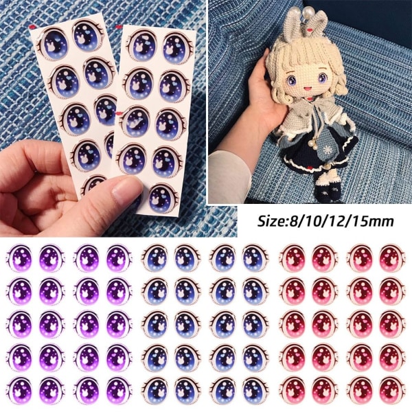 Cartoon Eyes Stickers Anime figur dukke LILLA-12MM Purple-12mm