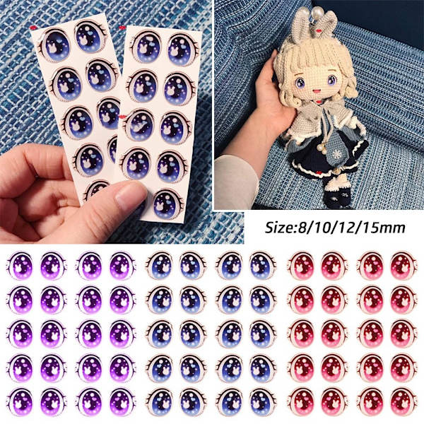 Cartoon Eyes Stickers Anime figurdukke LILLA-12MM Purple-12mm