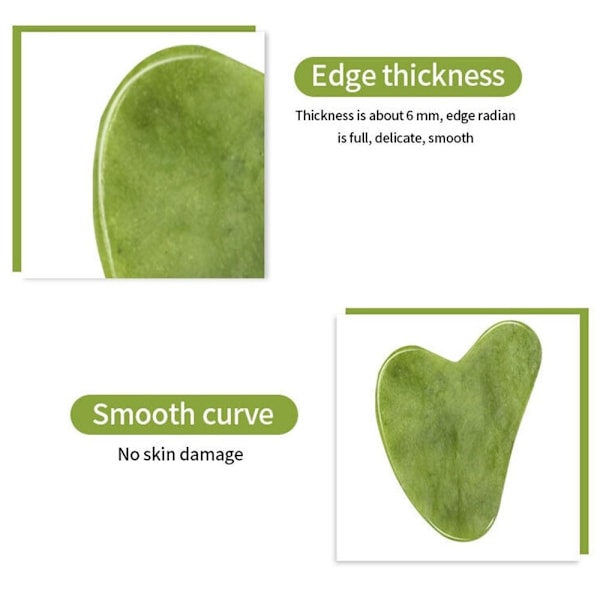 2 st Jade Gua Sha-bräda GuaSha Skrapningsmassageverktyg Ansikte
