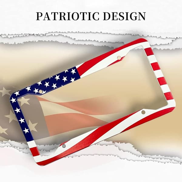 2 st Amerikanska Flagg Nummerplåtsramar Bil Flaggmönster Ramar