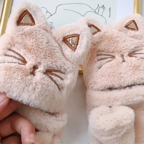 Cykelkörhandskar Cat Fingerless Touch Screen Vantar VIT white