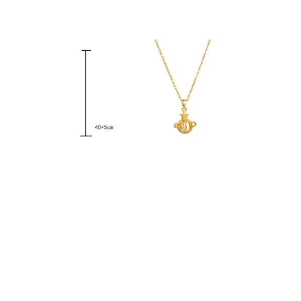 Hollow Out Small Planet Pendant Titaniumr Halskæder Pendant gold