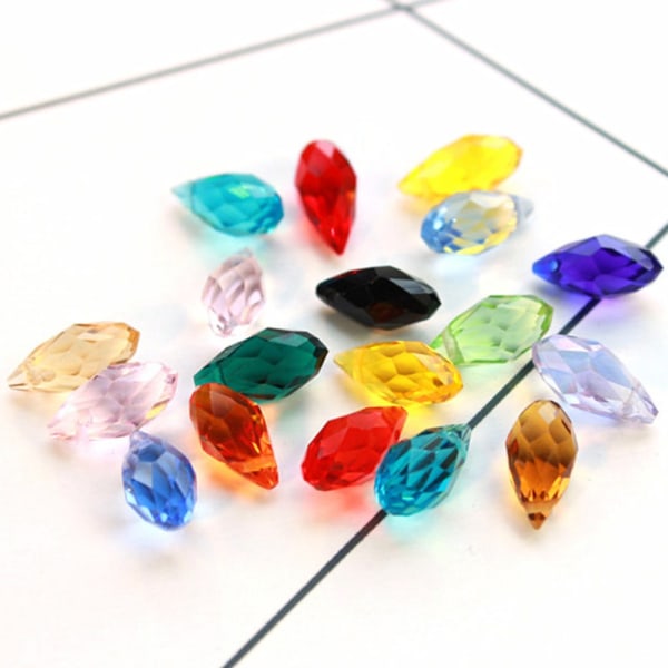 20 stk/sett Krystallperler Teardrop fasettert Krystall 01 01 01