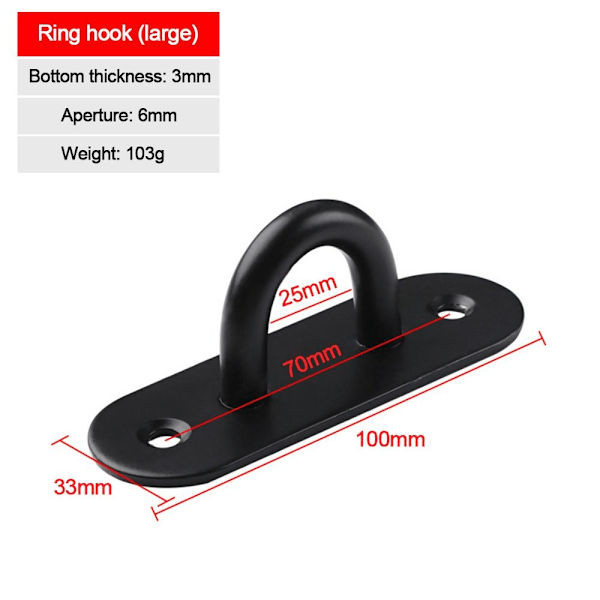 1 Stk Vægkrog Loftophæng Bøjle STOR OVAL SORT STOR OVAL large oval black
