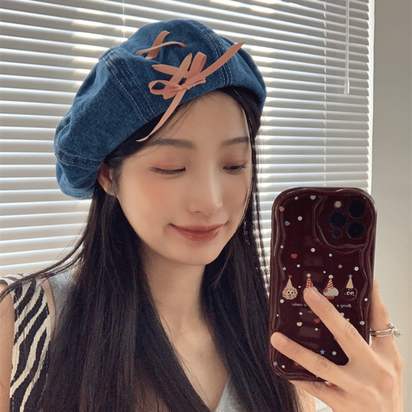 Beret-caps Åttekantede hatter LYSEBLÅ light blue