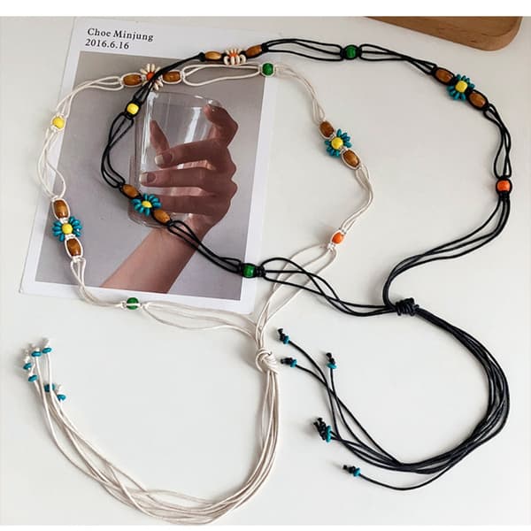 Retro Midjekedja Mångsidigt Vävt Bälte VIT White
