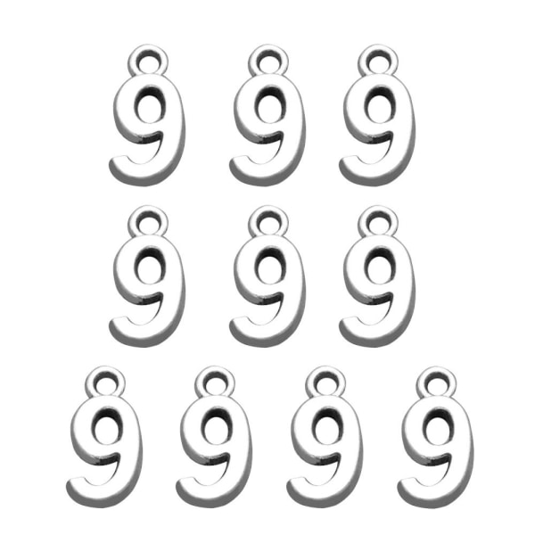 10 stk. Numbers Pendant Charms Arabiske Tal Pendants 9 9 9