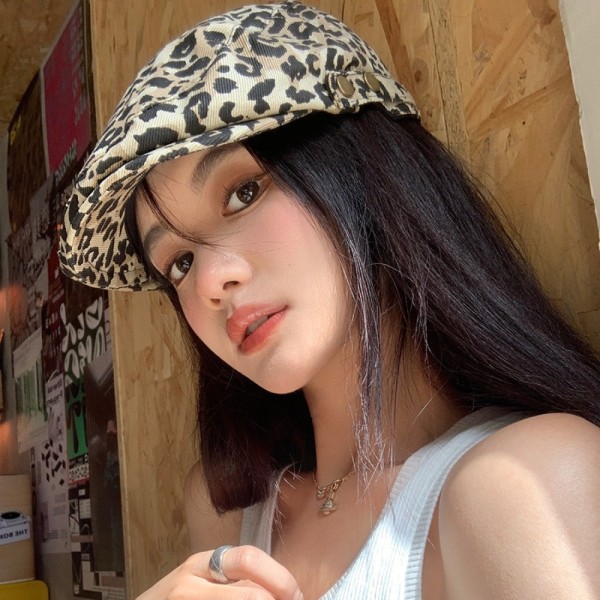 Print Cap Leopard Basker Brittisk Peaked Cap