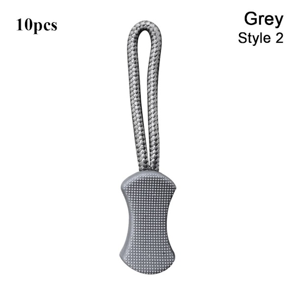 10 stk Glidelås Puller Ende GRÅ STIL 2 STIL 2 Grey Style 2-Style 2