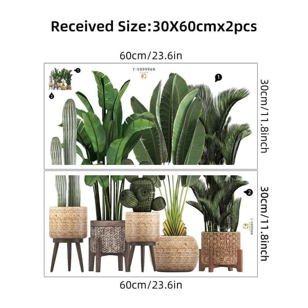 Tropiska växtdekaler Dörrdekor Bananblad Väggdekal