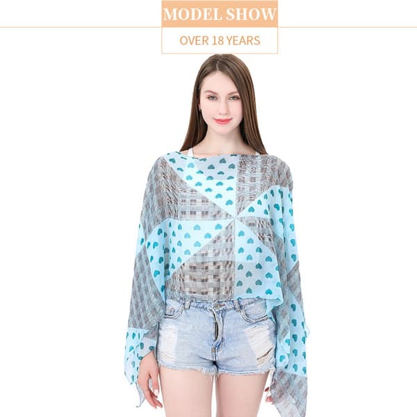 Strandsjal Chiffon Bluse GRÅ Grey