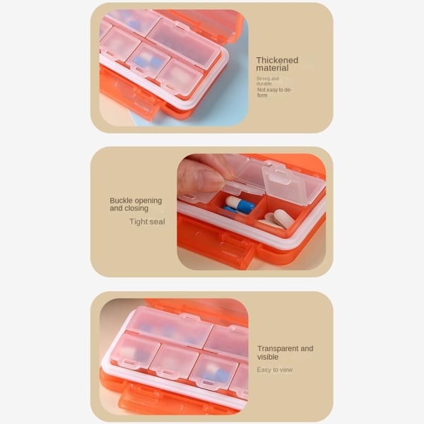 6 Grid Pill Box Daily Pill Case ORANGE orange