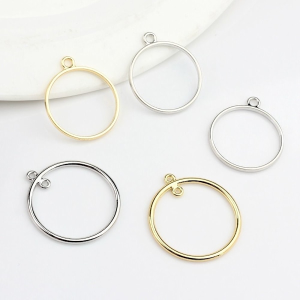 10 stk/parti Charms Bezel Metalramme vedhæng SØLV LILLE LILLE Silver Small-Small