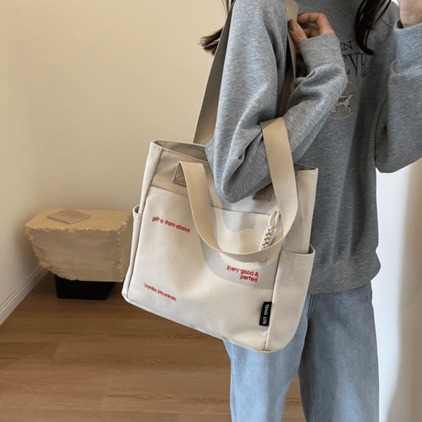 Canvas Axelväska Studentbokväska VIT White