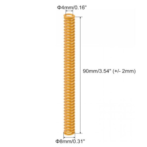 2 stk 3D-skriver Die Spring Light Load kompresjonsfjærer 8x90mm