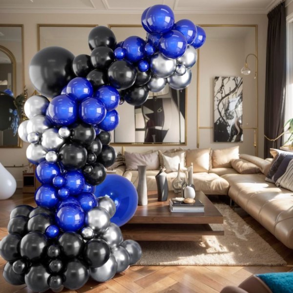 Blue Balloon Arch Kit Fødselsdagsballoner Sort Blue Garland Kit