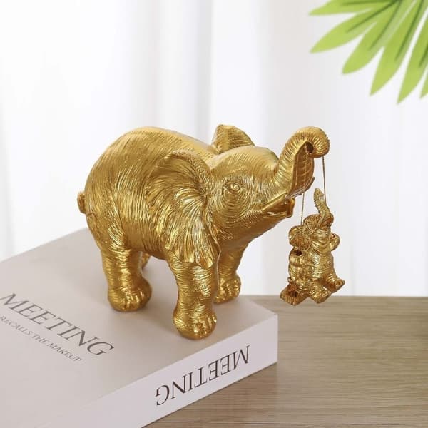 Elefantfamilie-statue Svingende Elefantfigur SØLV Silver