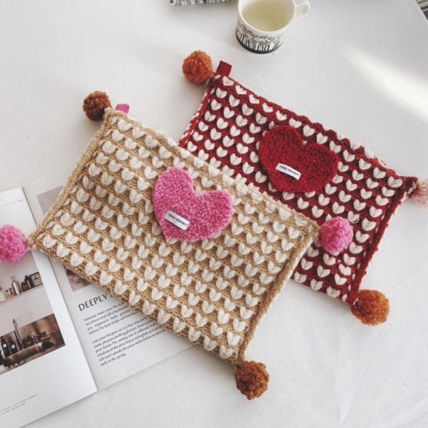 Love Strikket Snøreveske Tissue Pump PINK Pink