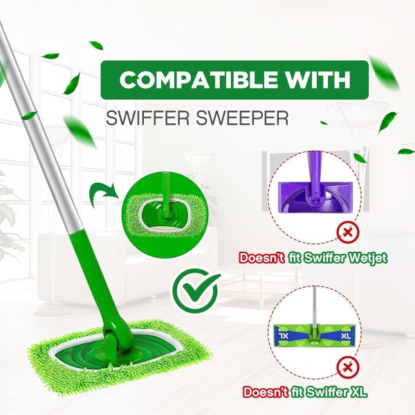 Gjenbrukbare mikrofibermoppeputer som er kompatible med Swiffer Sweeper-erstatning for husholdningsrengjøring 8