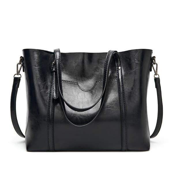 Minimalistisk Læder Håndtaske Shopper GRÅ Grey