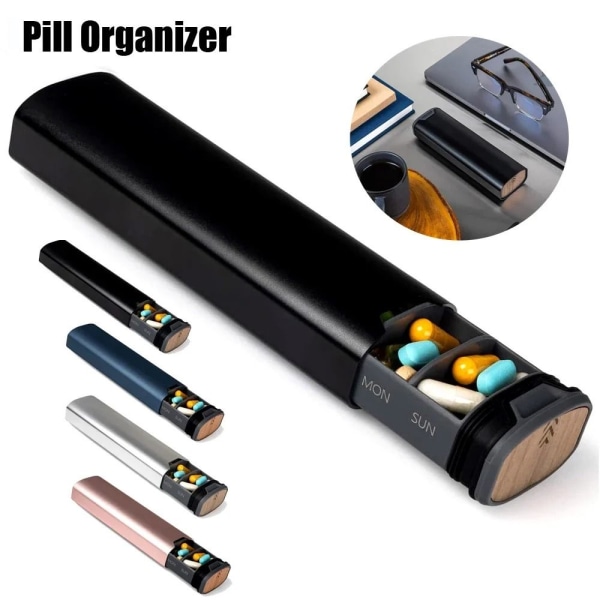 7 Day Weekly Pill Organizer Reisepilleboks MØRKEBLÅ dark blue