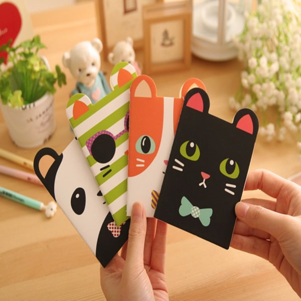 Mini Cute Kawaii Journal Dagbog Notesbog foret papir notesblok Color Random