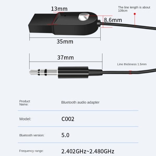 Bluetooth Aux Adapter Bluetooth Audio Mottaker Bil Bluetooth