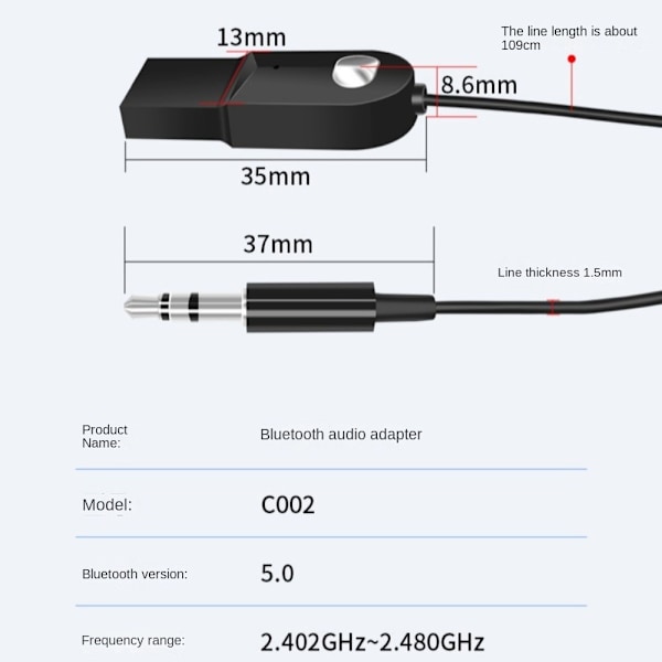 Bluetooth Aux Adapter Bluetooth Audio Receiver Bil Bluetooth