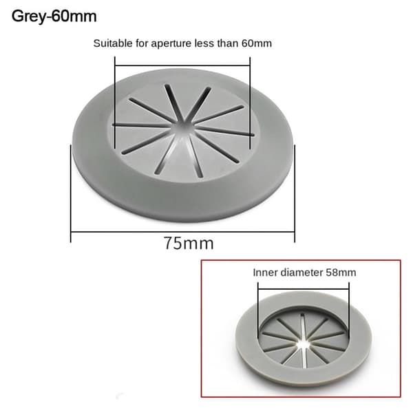 Ledningshull Deksel Datamaskin Grommet GRÅ 60MM grey 60mm