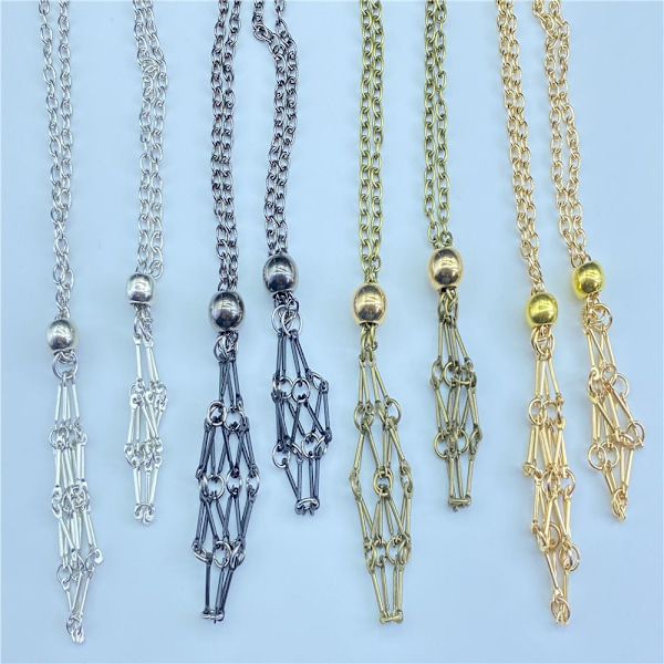 Krystallholder Cage Halskjede Krystall Net Metal Halskjede GULL L Gold L