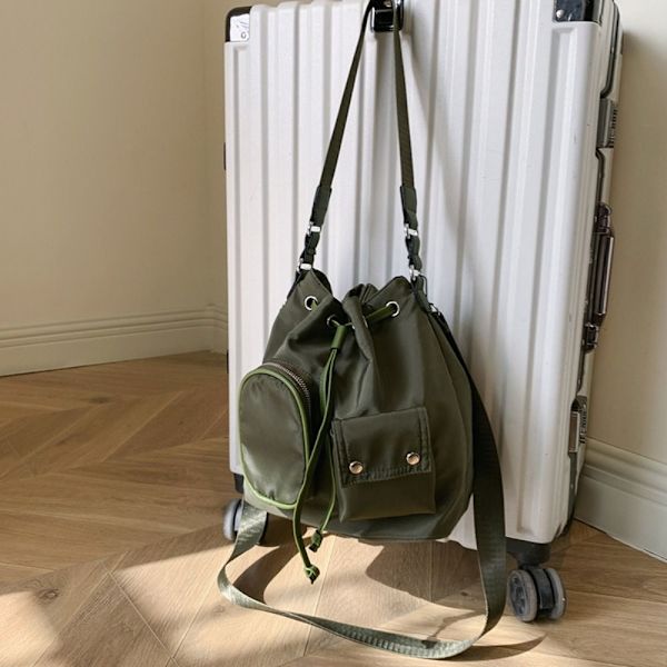 Snøre Bucket Bag Nylon Skuldertasker GRØN green