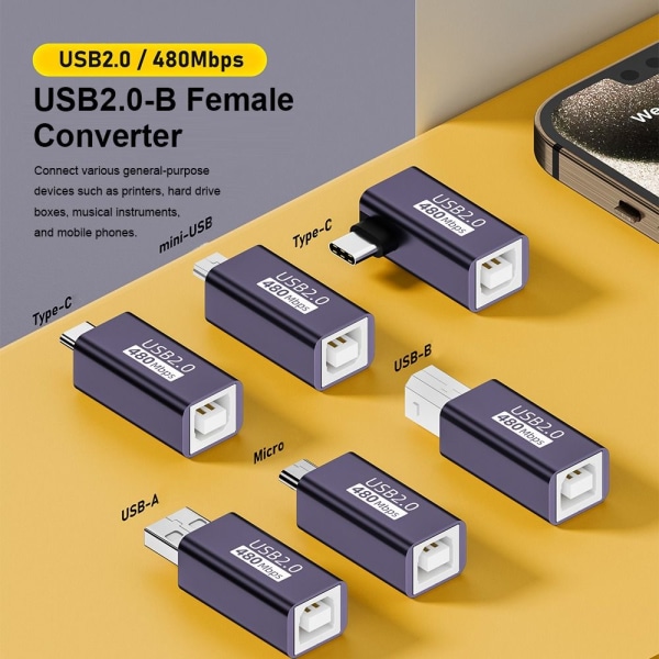 USB-B - Type-C -muunnin MIDI-sovitin USB-B - MINI USB USB-B USB-B to mini USB