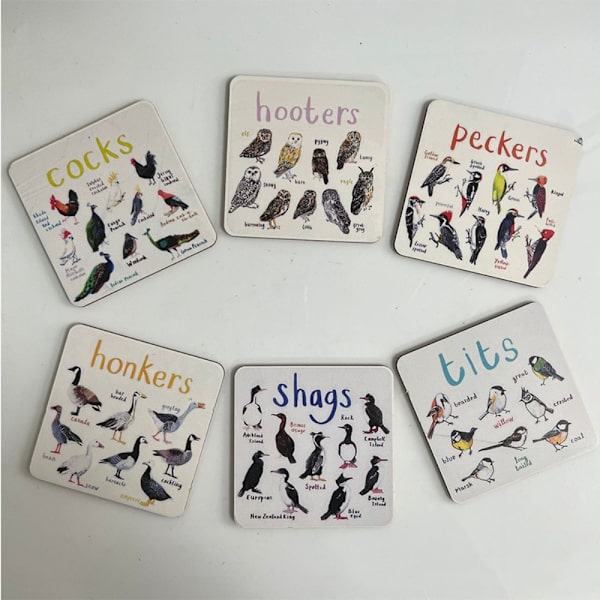 Fugle Pun Coasters Træ Coasters 6STK 6STK 6pcs