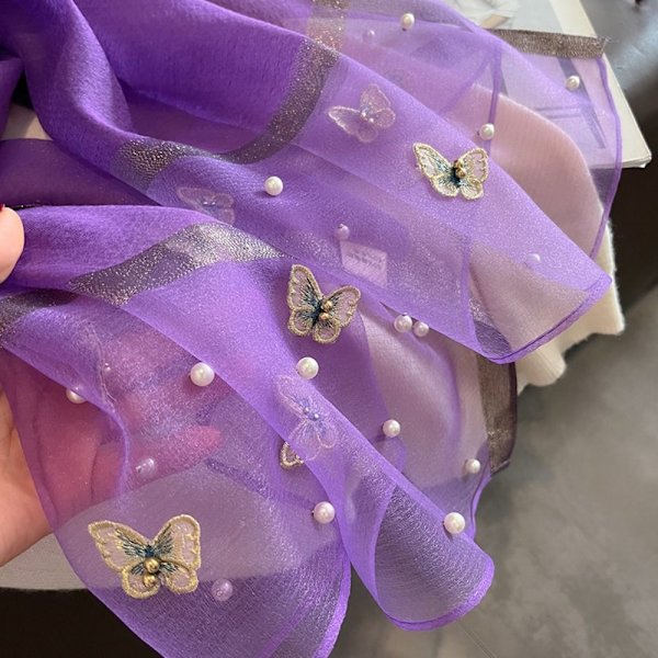 90x90cm Butterfly Brodered Scarf Siden Scarf 2 2 2