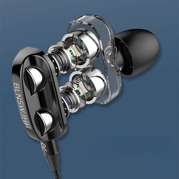 Headset med ledning 3,5 MM Øretelefoner med ledning SORT Black