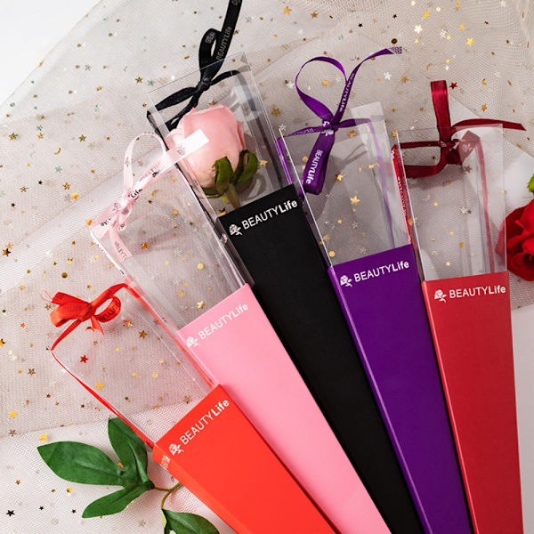 10 kpl Kirkas ikkuna Bouquet Box Kukkakimppu käärepaperi PUNAINEN Red