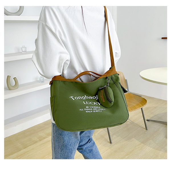 Korealaistyylinen kangaskassi, suuri kapasiteetti KHAKI-kangaskassi khaki