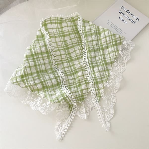 Hårscarf i spets, triangelformat hårband GRÖN green