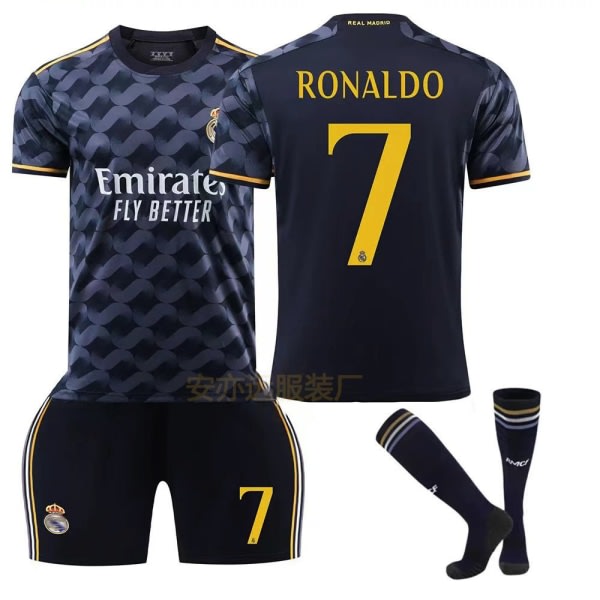 2023-2024 Real Madrid Udebanetrøje til børn Vinicius nr. 7 Cristiano Ronaldo 2-3years