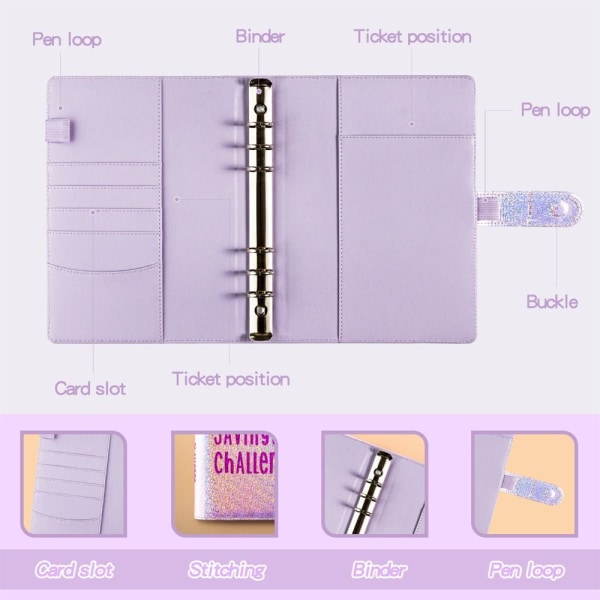 100 Kuvert Utmaning Pärm Kuvert Besparingsutmaningar purple style2-style2