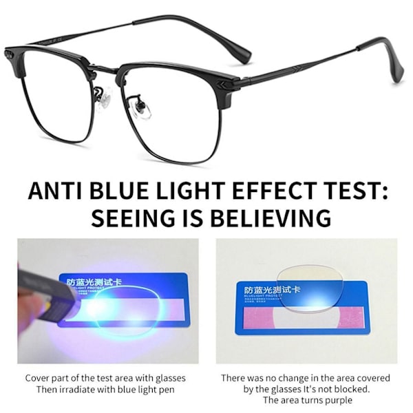 Anti-Blue Light Lasit Neliömäiset silmälasit MUSTA HOPEANMUSTA Black silver